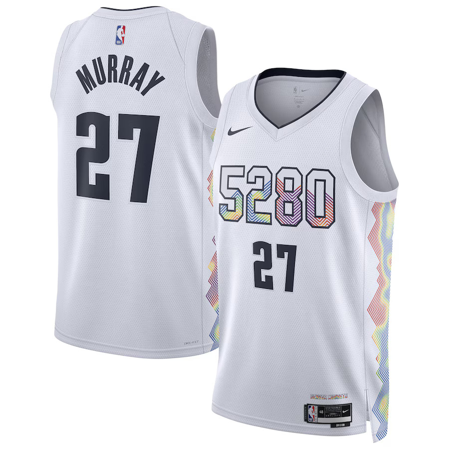 Men Denver Nuggets #27 Jamal Murray Nike White City Edition 2024-25 Swingman Player NBA Jersey